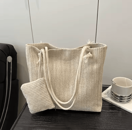 Designer Women’s Large-Capacity Straw Tote – Fashion Summer Beach Bag, Casual Bali Style Big Purse