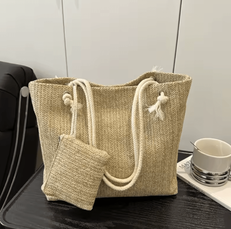 Designer Women’s Large-Capacity Straw Tote – Fashion Summer Beach Bag, Casual Bali Style Big Purse