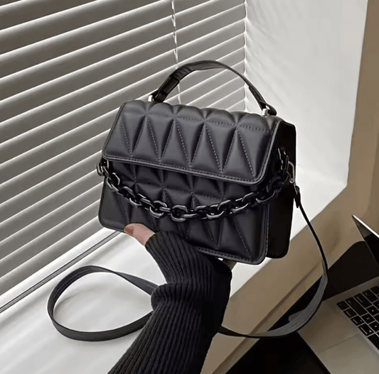 Women’s Diamond Chain Handbag – Retro Embossed Small Square Shoulder & Crossbody Bag
