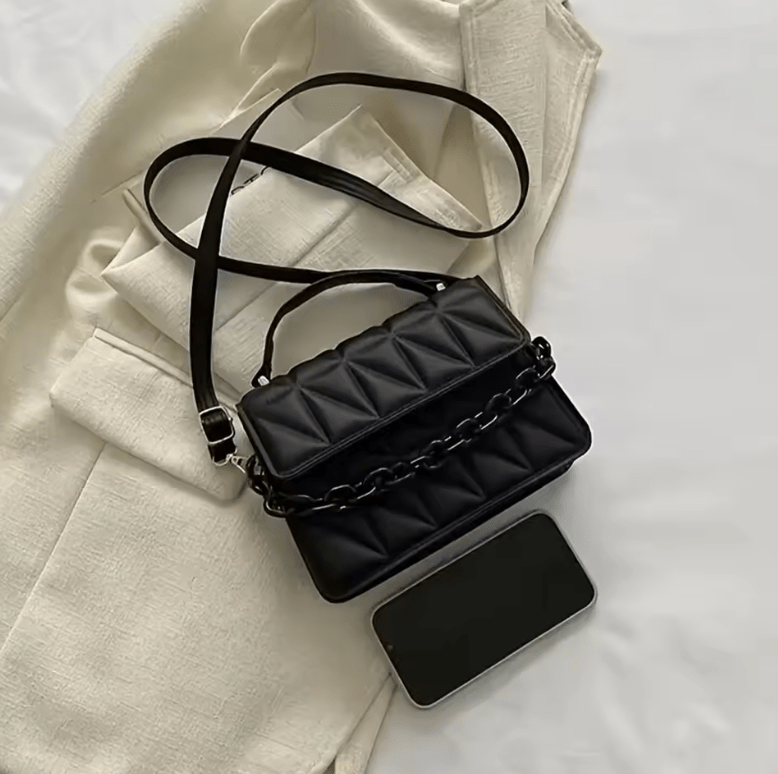 Women’s Diamond Chain Handbag – Retro Embossed Small Square Shoulder & Crossbody Bag