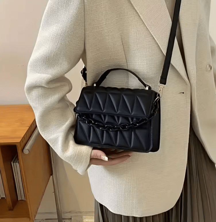 Women’s Diamond Chain Handbag – Retro Embossed Small Square Shoulder & Crossbody Bag