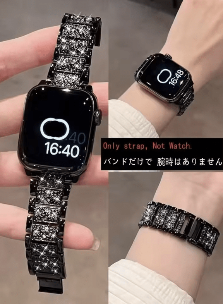 Fashion Bling Bracelet Apple Watch Band – Metal Link Strap for Series 10/9/8/7/6, 40mm 41mm 38mm 42mm 44mm 45mm 46mm