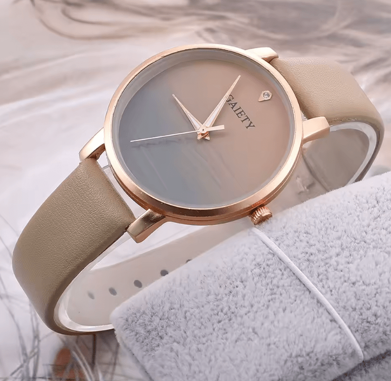 GAIETY Elegant Simplicity Women’s Dress Watch – Luxury Casual Gradient Color Quartz Wristwatch with Leather Strap
