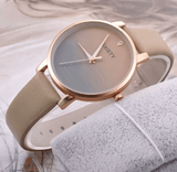 GAIETY Elegant Simplicity Women’s Dress Watch – Luxury Casual Gradient Color Quartz Wristwatch with Leather Strap