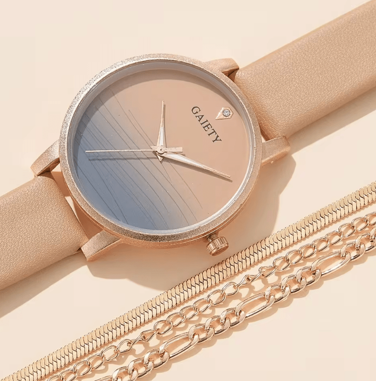 GAIETY Elegant Simplicity Women’s Dress Watch – Luxury Casual Gradient Color Quartz Wristwatch with Leather Strap