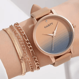 GAIETY Elegant Simplicity Women’s Dress Watch – Luxury Casual Gradient Color Quartz Wristwatch with Leather Strap