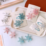 2pcs Winter new Frozen snowflake hairpin children's hair clip Elsa princess hair accessory girl side BB clip