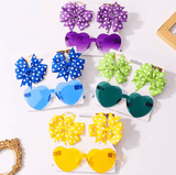 3Pcs/set Kids Cute Solid Dot Hairpin Colorful Heart Sun Glasses Set Girls Boutique Bowknot Hair Clips Children Hair Accessories