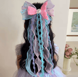 2PCS Mermaid Headwear, Children's Princess Bow, Hairpin, Girls' Floating Yarn, Braided Hair Clip Mermaid Maiden Hair Accessory