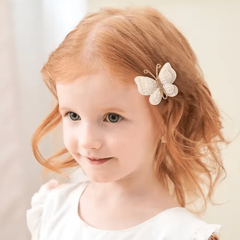 4Pcs/set Cute Baby Girls Knitting Headwear Handmade Crochet Butterfly Alloy Hairs Clips Kids Hairpins Fashion Desgin Headwear