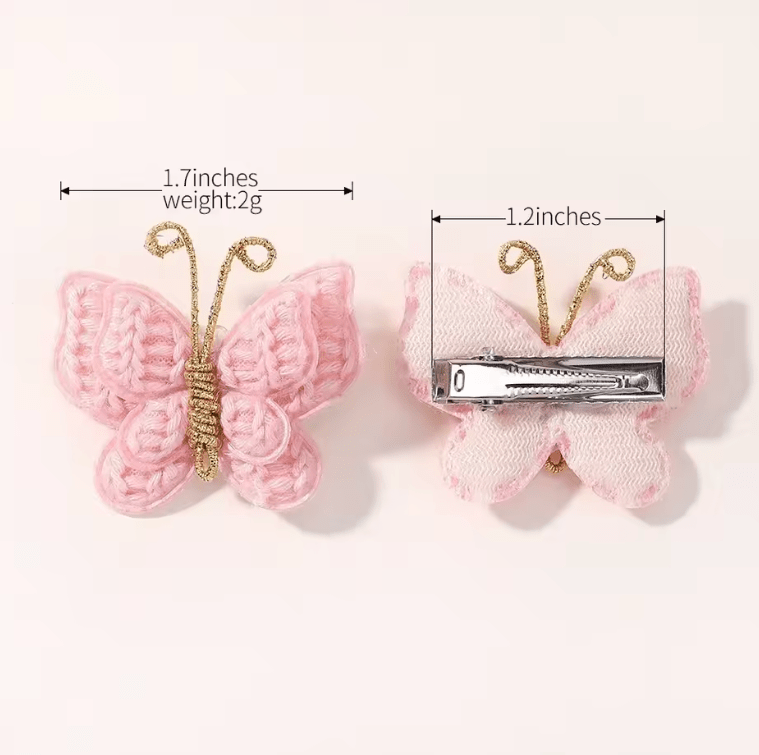 4Pcs/set Cute Baby Girls Knitting Headwear Handmade Crochet Butterfly Alloy Hairs Clips Kids Hairpins Fashion Desgin Headwear