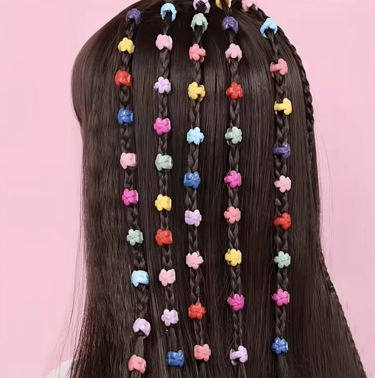 100Pcs Colorful Small Girls Hair Clips Cute Flower Star Hair Claws Styling Hair Braid Hairpins Kids Hair Accessories Headwear