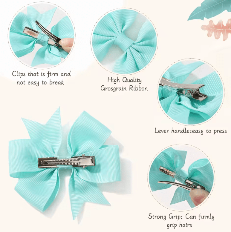 20pcs/set Sweet Random Candy Color Bow Hair Clip for Baby Girls Cute Ribbon Hairpin Kids Headwear Kids Hair Accessories Gifts