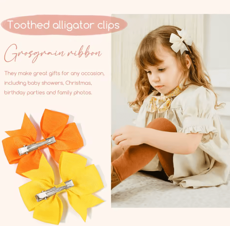 20pcs/set Sweet Random Candy Color Bow Hair Clip for Baby Girls Cute Ribbon Hairpin Kids Headwear Kids Hair Accessories Gifts