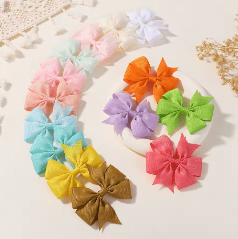 20pcs/set Sweet Random Candy Color Bow Hair Clip for Baby Girls Cute Ribbon Hairpin Kids Headwear Kids Hair Accessories Gifts