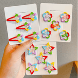 5Pcs/Lot Girls Headdress Rainbow Flower Cute Broken Hair Clips Five Pointed Star Side Bangs BB Hairpin Children Hair Accessories