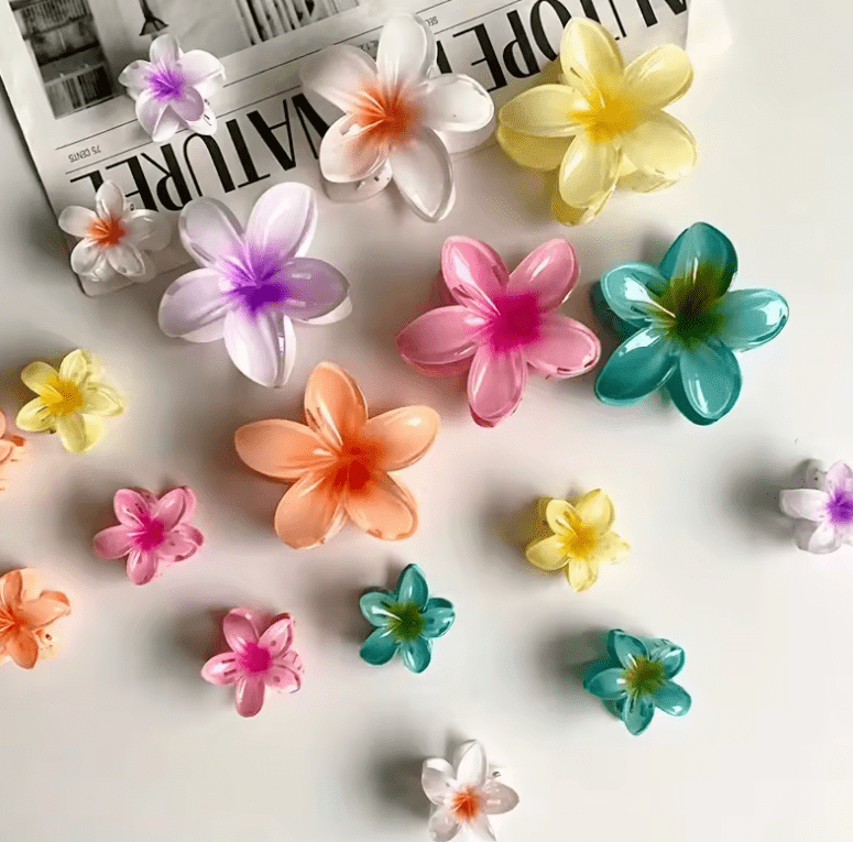 18Pcs Egg Flower Hair Clips Gradient Candy Color Flowers Suitable for Daily Use Backcombed Ponytail Shark Clip Hair Accessories