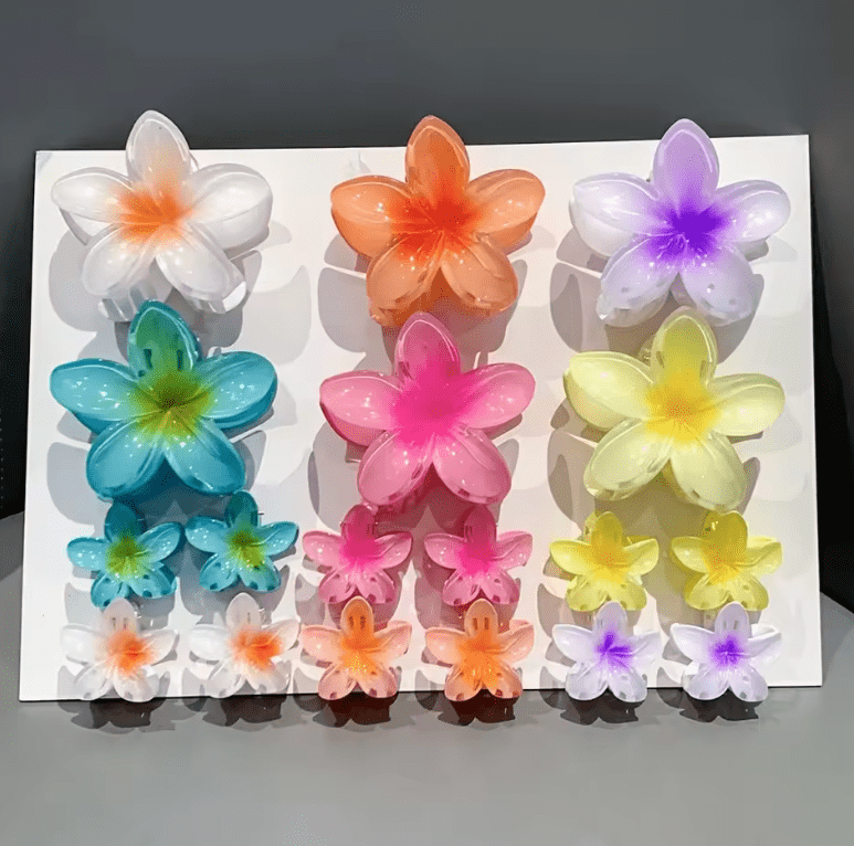 18Pcs Egg Flower Hair Clips Gradient Candy Color Flowers Suitable for Daily Use Backcombed Ponytail Shark Clip Hair Accessories