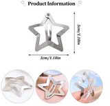 50/100pcs Y2K Silver Star Hair Clips for Girls Metal Snap Clip Hairpins Barrettes Hair Grip Jewel Hair Accessories