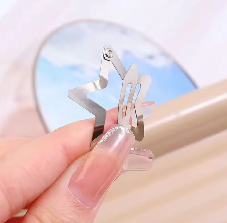 50/100pcs Y2K Silver Star Hair Clips for Girls Metal Snap Clip Hairpins Barrettes Hair Grip Jewel Hair Accessories