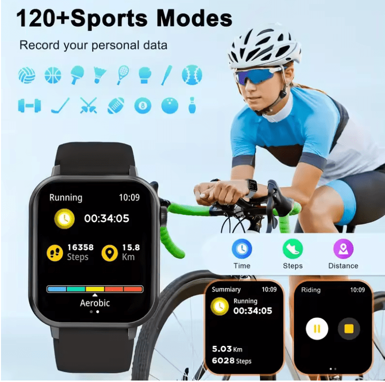 Smartwatch, custom wallpaper, call/message alerts, wireless calling, unisex sports watch, for Android and iPhone
