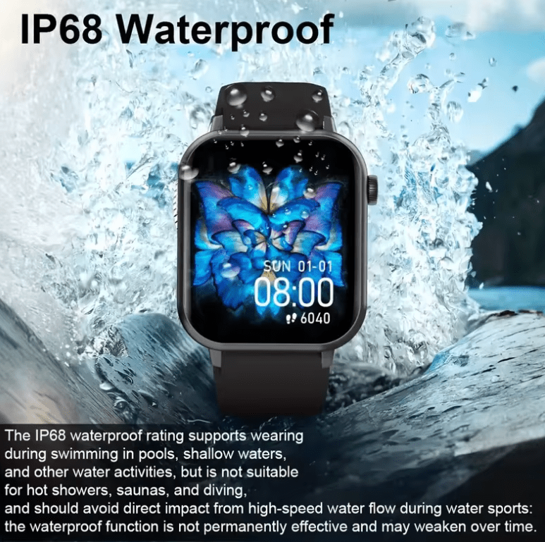 Smartwatch, custom wallpaper, call/message alerts, wireless calling, unisex sports watch, for Android and iPhone