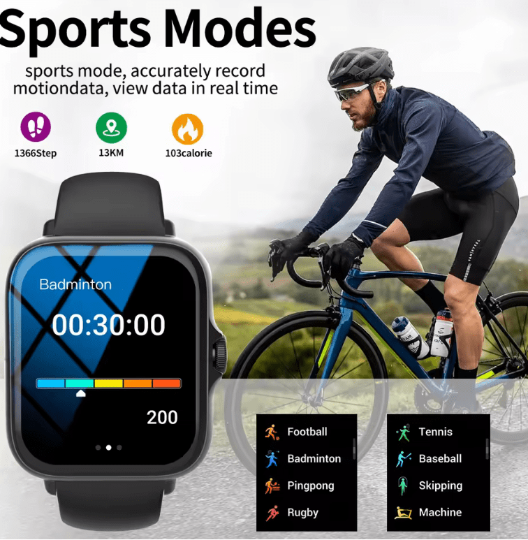 Smart watch with full touch screen, call, message reminder, music control and other functions, compatible with iPhone/android mo