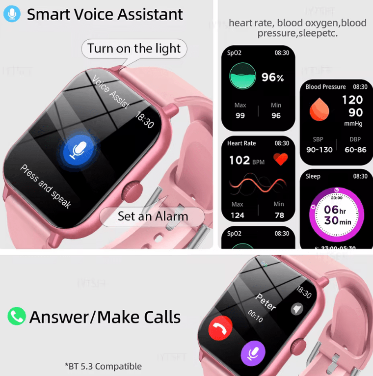 Smart watch, for men and women, wireless calling, fitness tracker, 2.01 inch screen, sports smart watch