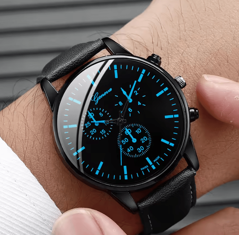 Men's Business Quartz Watch Set with Bracelet & Necklace