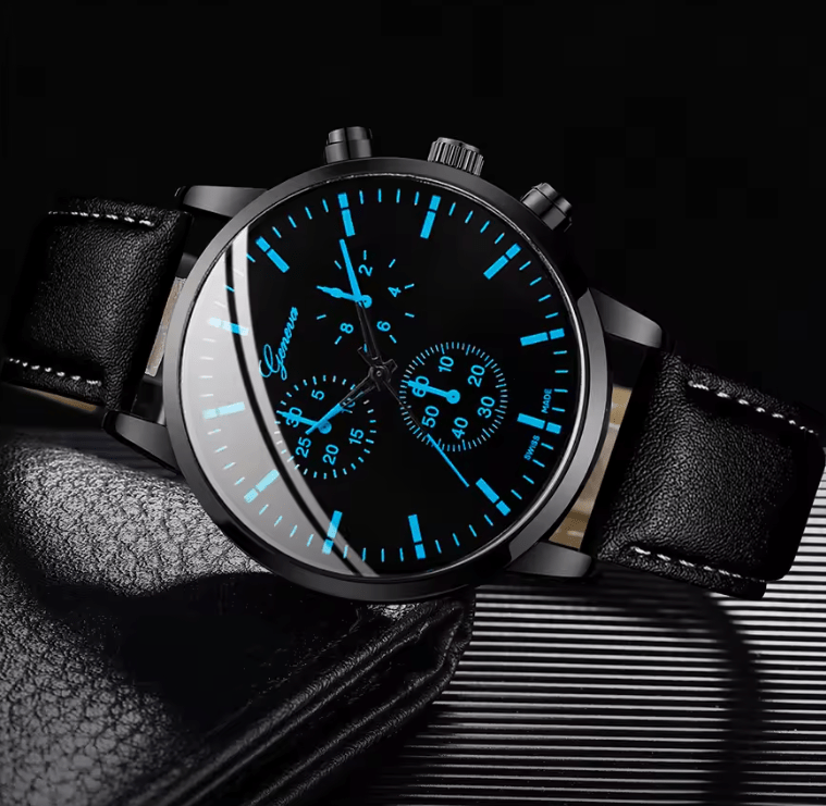 Men's Business Quartz Watch Set with Bracelet & Necklace