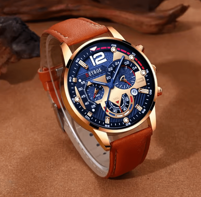 Men’s 2-Piece Calendar Watch Set – Business Casual Brown