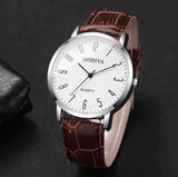 Men's Arabic Dial Quartz Watch Set (3-Pack) with Leather Straps
