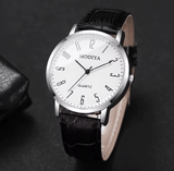 Men's Arabic Dial Quartz Watch Set (3-Pack) with Leather Straps