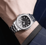 Men's Square Business Watch Set – Stainless Steel Quartz