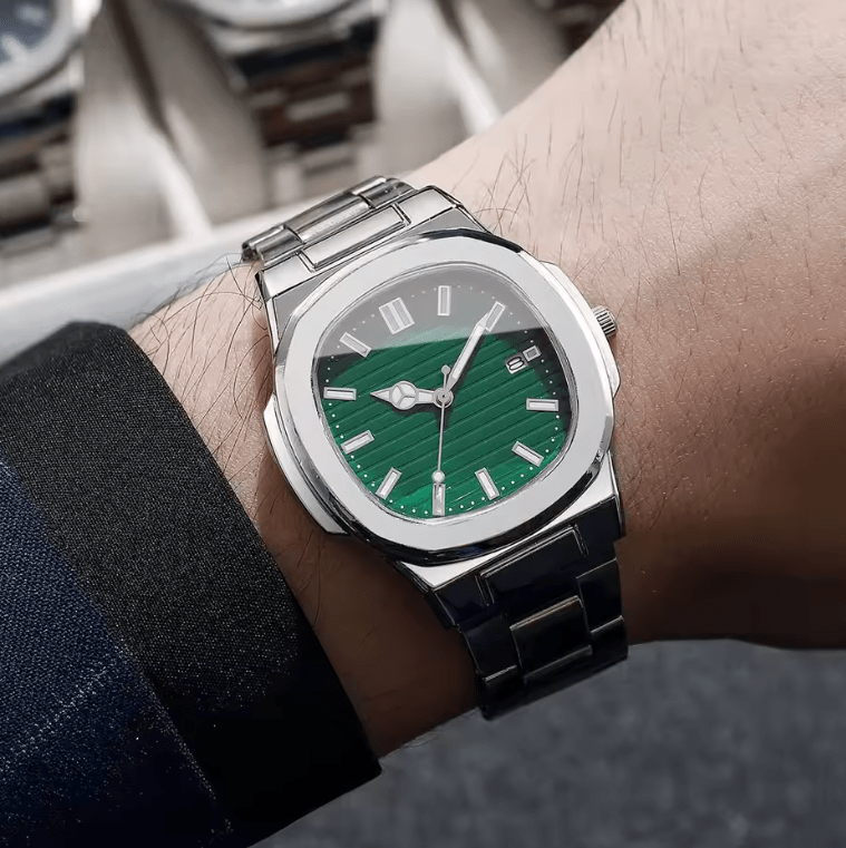 Men's Square Business Watch Set – Stainless Steel Quartz