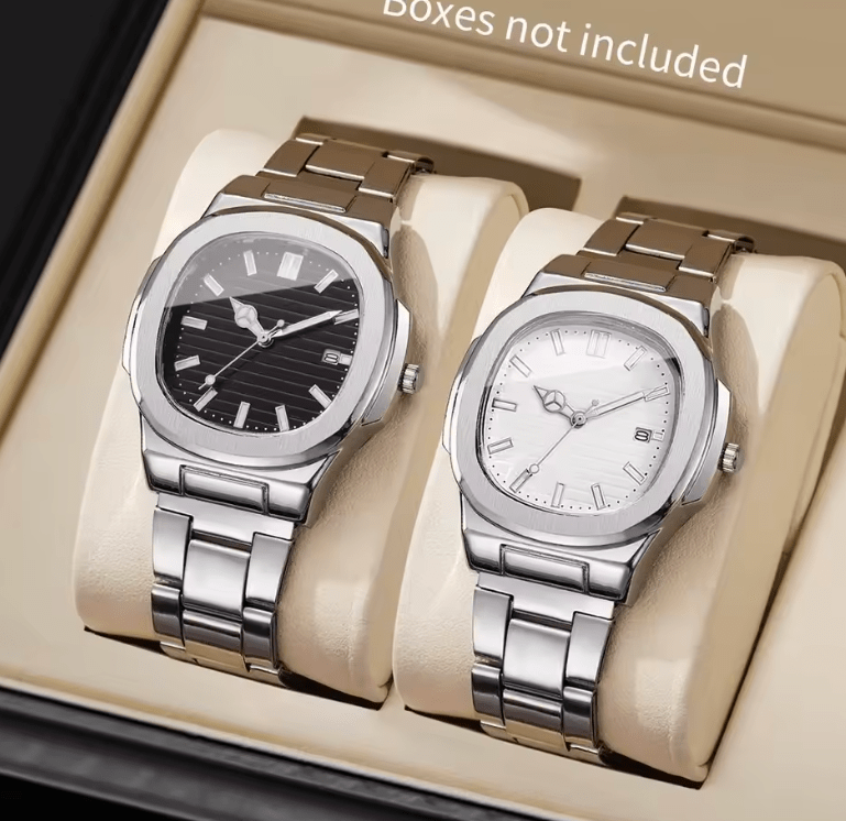 Men's Square Business Watch Set – Stainless Steel Quartz