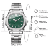 Men's Square Business Watch Set – Stainless Steel Quartz