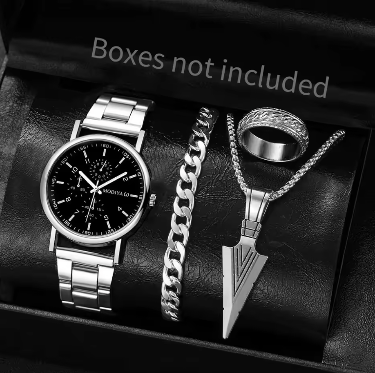 Men's 4‑Piece Business Watch Set | Classic Quartz Styles