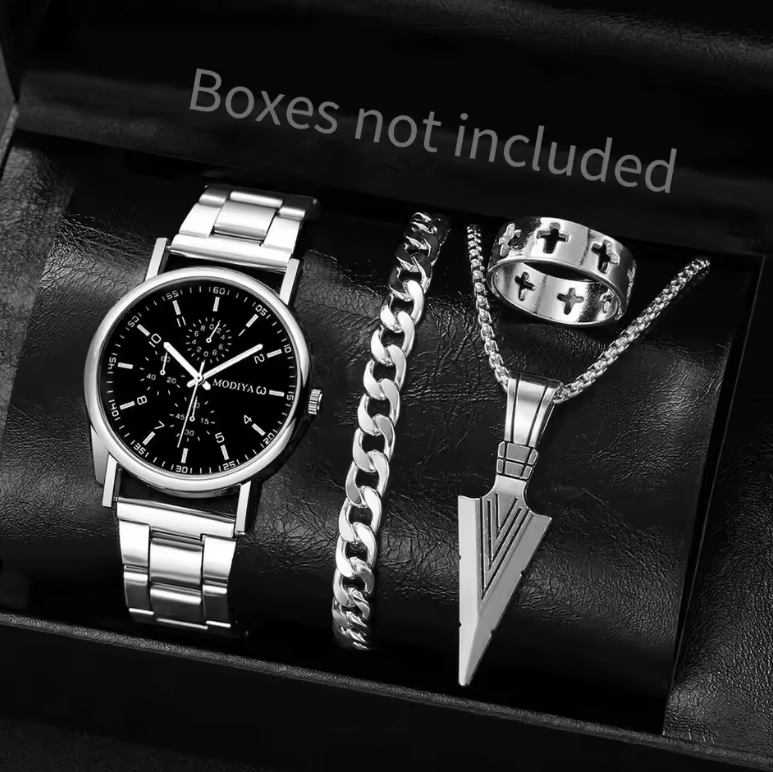 Men's 4‑Piece Business Watch Set | Classic Quartz Styles