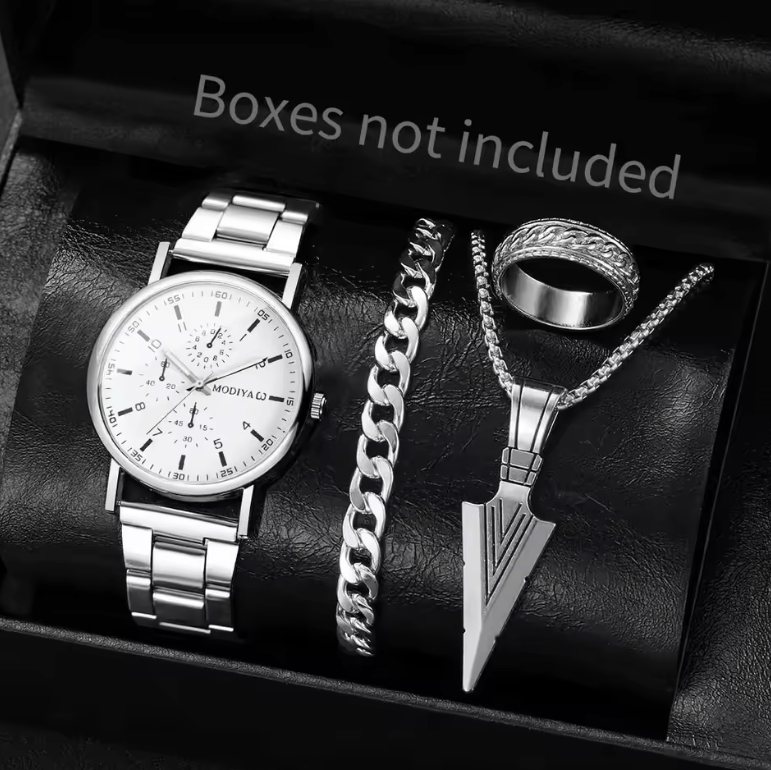 Men's 4‑Piece Business Watch Set | Classic Quartz Styles
