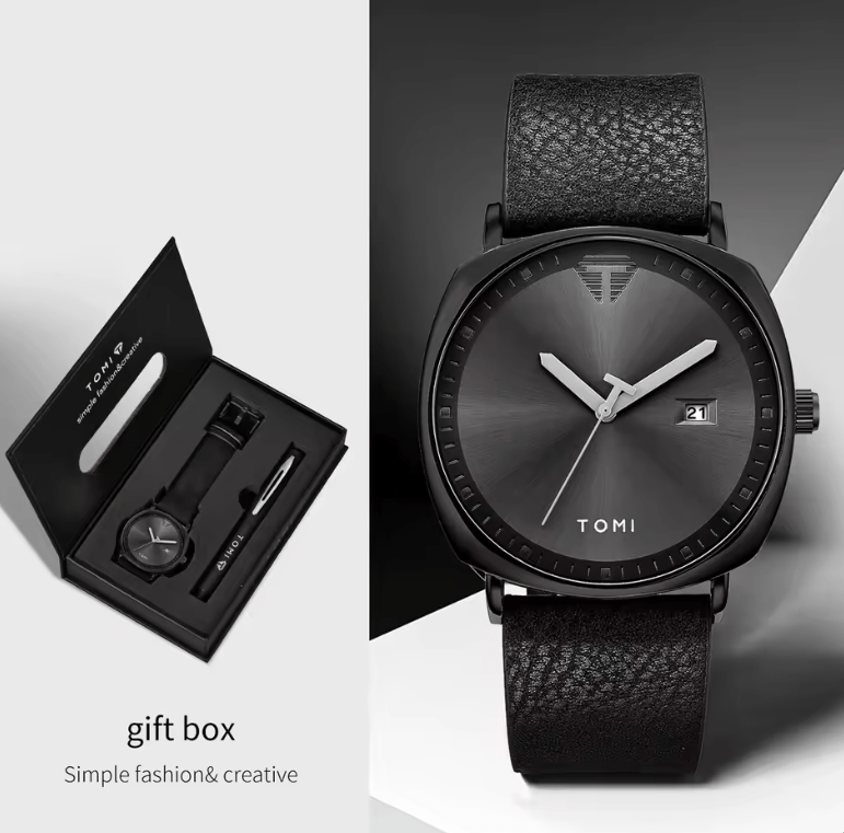 Tomi Men's Watch & Pen Gift Set - Business Quartz Calendar