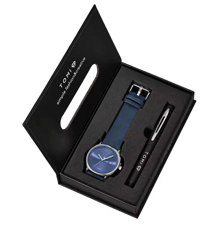 Tomi Men's Watch & Pen Gift Set - Business Quartz Calendar