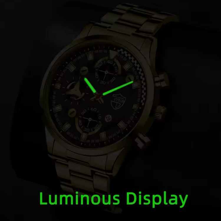 Deyros 3-Piece Men’s Quartz Watch Set with Bracelet & Necklace