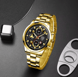 Deyros 3-Piece Men’s Quartz Watch Set with Bracelet & Necklace