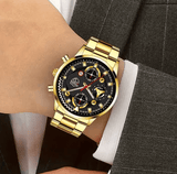 Deyros 3-Piece Men’s Quartz Watch Set with Bracelet & Necklace