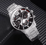 Men's Stainless Steel Calendar Quartz Watch & Jewelry Set (4pcs)