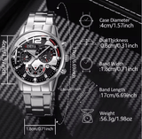 Men's Stainless Steel Calendar Quartz Watch & Jewelry Set (4pcs)