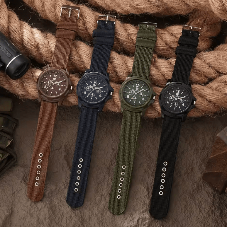 Men's Military Sport Watch Set (4-Pack), Quartz & Nylon