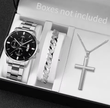 Men’s Stainless Steel Quartz Watch Set with Calendar (3pcs)