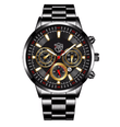 Men's Black Stainless Steel Quartz Watch Set – Business & Casual